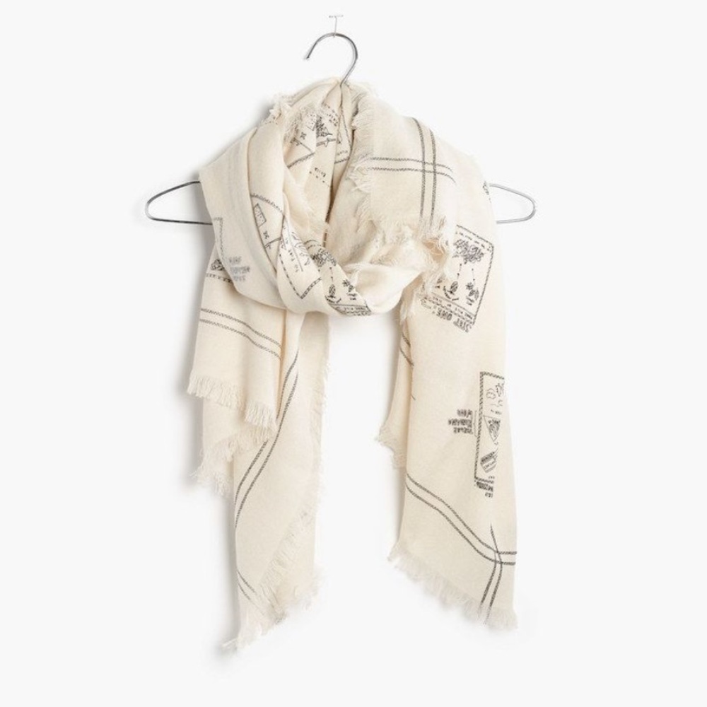 Madewell Wool "How To Start A Campfire" Scarf Hand Drawn